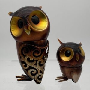 29024 Decorative Tin Owls with Magnetic Removable Heads (1) (Large) (Small)
