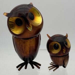 29024 Decorative Tin Owls with Magnetic Removable Heads (2) (Large) (Small)