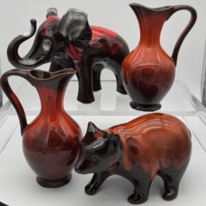 29049 Blue Mountain or Canuck pottery in Red Lava Drip Glaze (1) (Large) (Small)